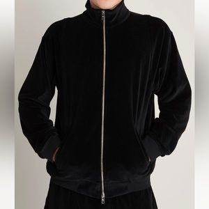 Suzie Kondi unisex zip Jacket in soft cotton terry navy